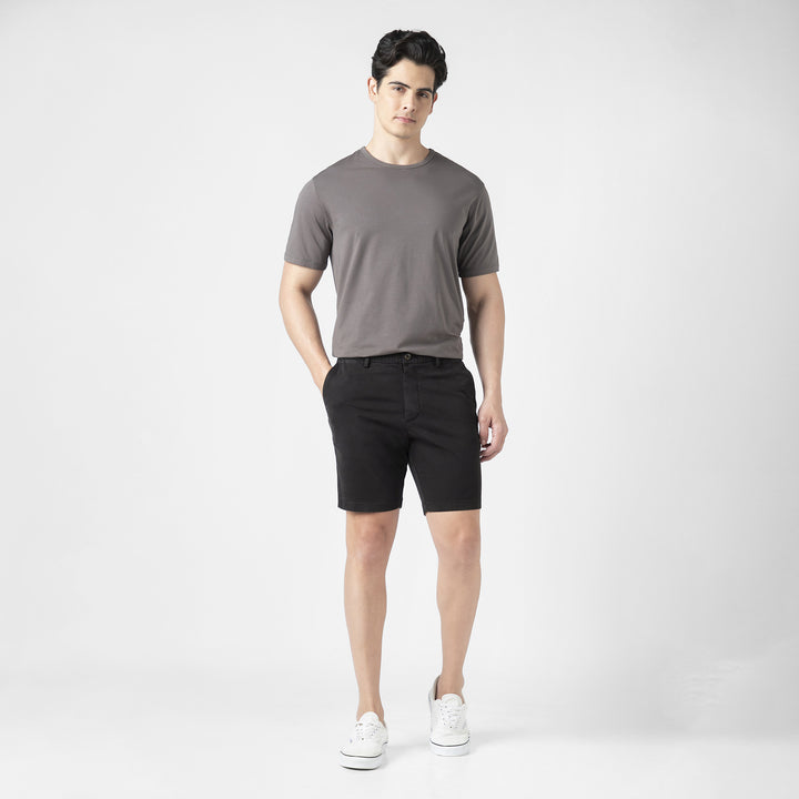 Stretch Chino Short 7" Black full body on model