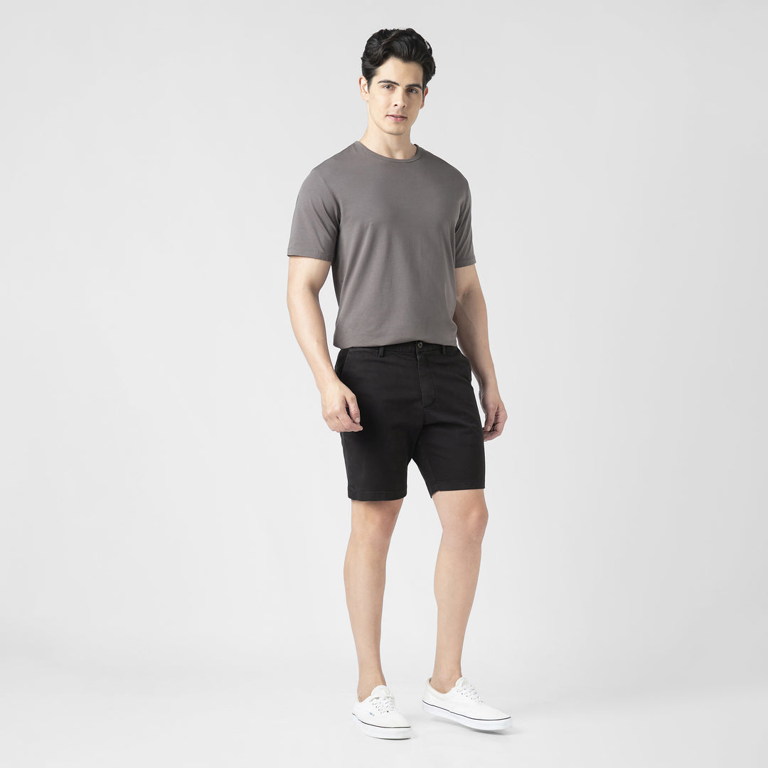 Stretch Chino Short 7" Black full body side on model
