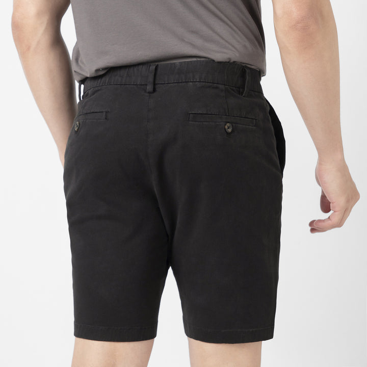 Stretch Chino Short 7" Black close up back on model