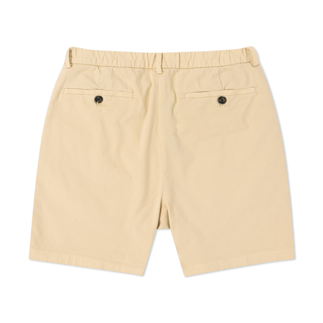 Stretch Chino Short Butter Yellow 7" back flat