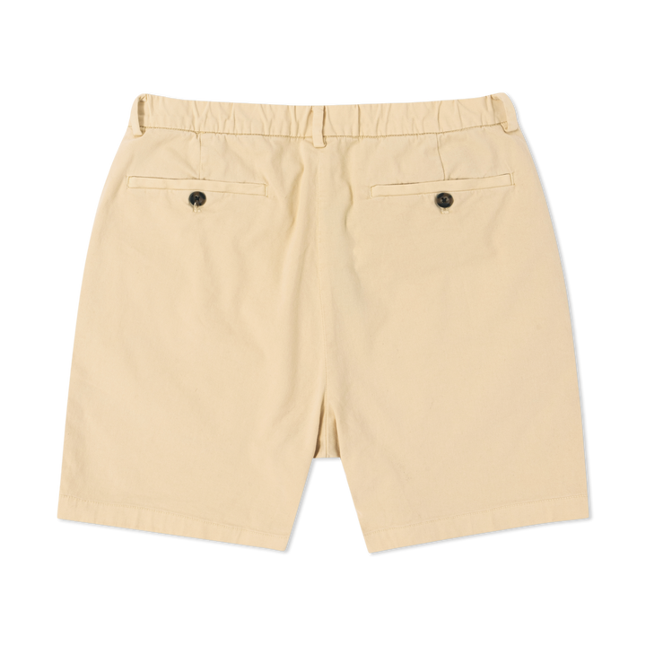 Stretch Chino Short Butter Yellow 7" back flat