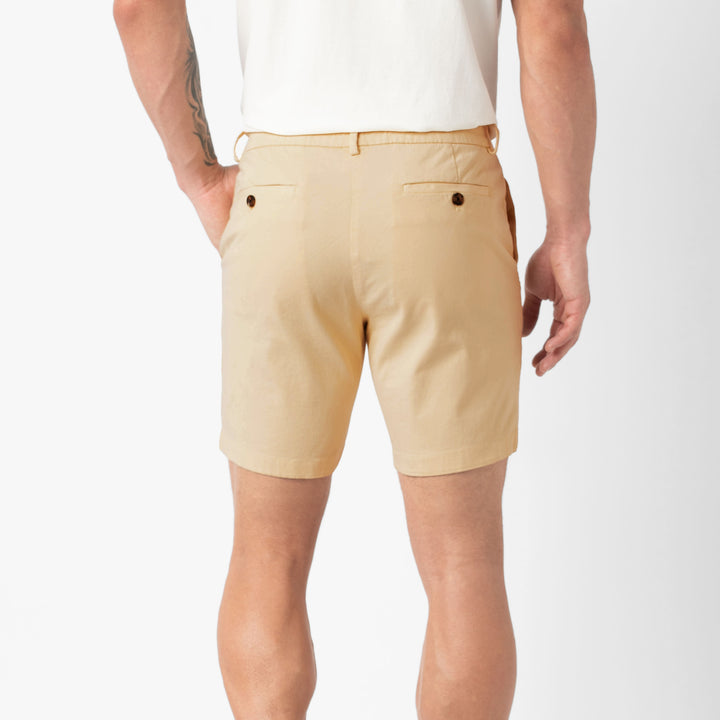 Stretch Chino Short Butter Yellow 7" back on model