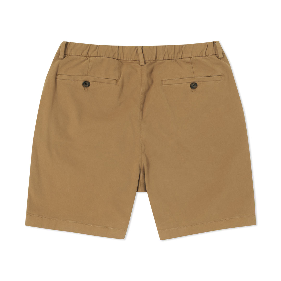 Stretch Chino Short Camel 7" back flat