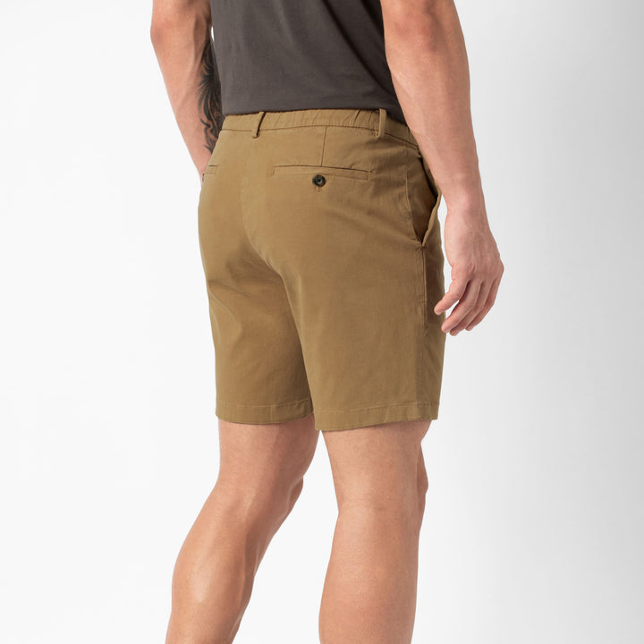 Stretch Chino Short Camel 7" back on model