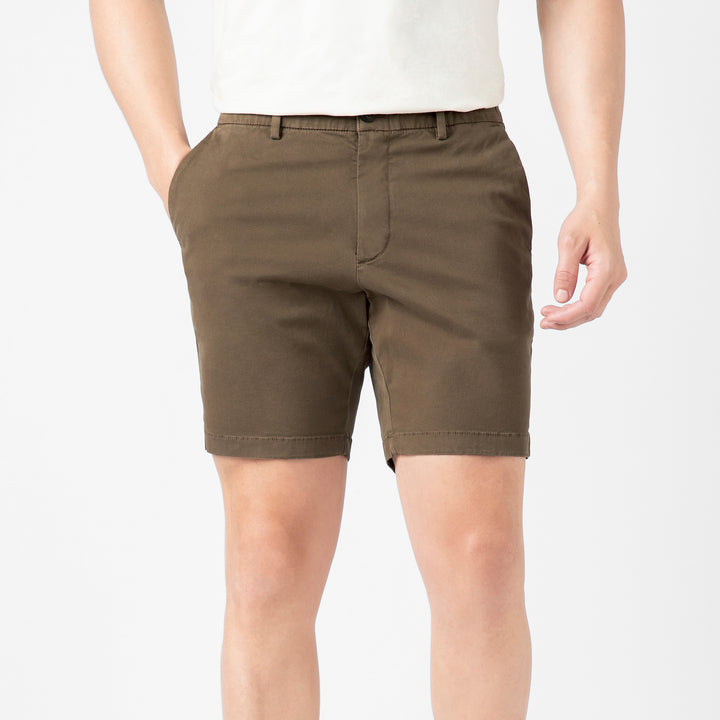 Stretch Chino Short 7" Desert front on model