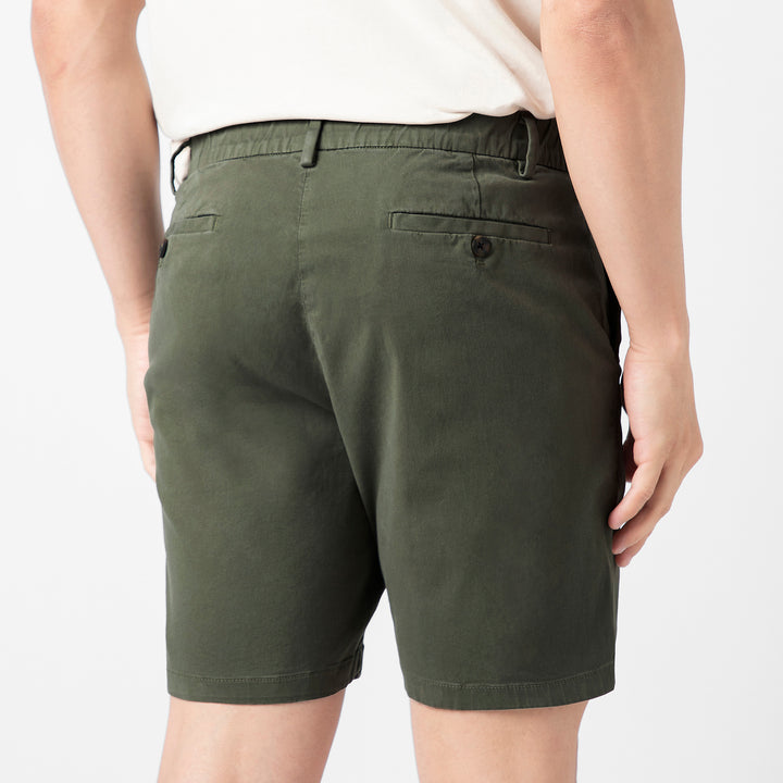 Stretch Chino Short 7" Fern close up back on model