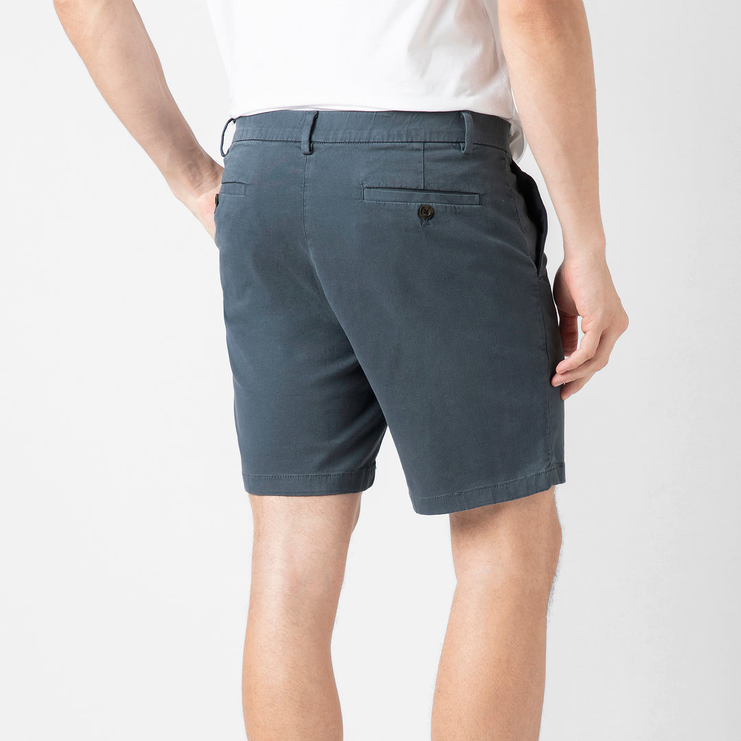 Stretch Chino Short 7" Flint back on model