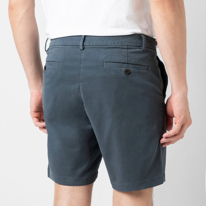 Stretch Chino Short 7" Flint close up back on model