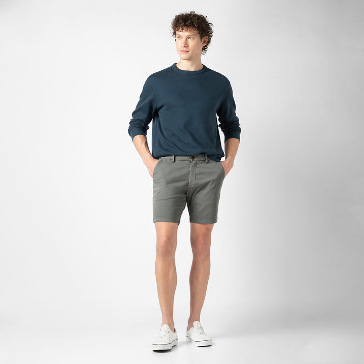 Stretch Chino Short 7" Grey full body on model