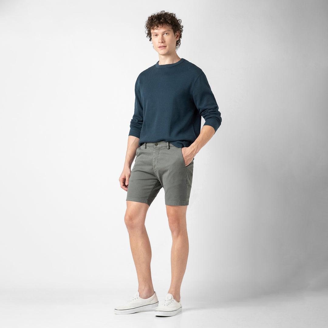 Stretch Chino Short 7" Grey full body side on model
