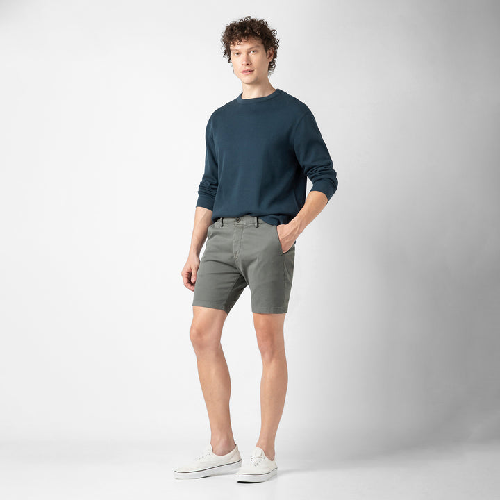 Stretch Chino Short 7" Grey full body side on model