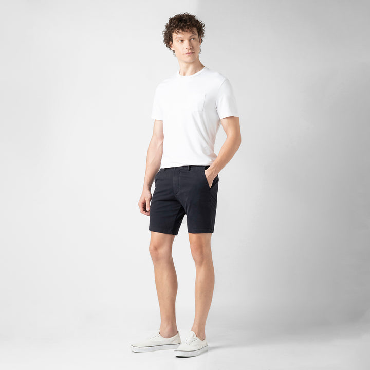 Stretch Chino Short 7" Navy full body side on model