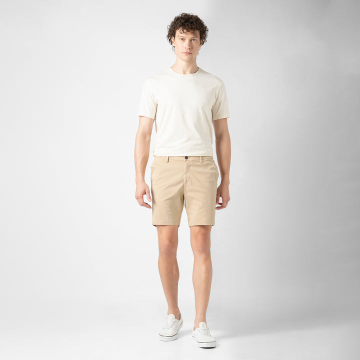 Stretch Chino Short 7" Sand Dune full body on model
