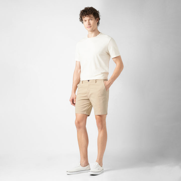 Stretch Chino Short 7" Sand Dune full body side on model