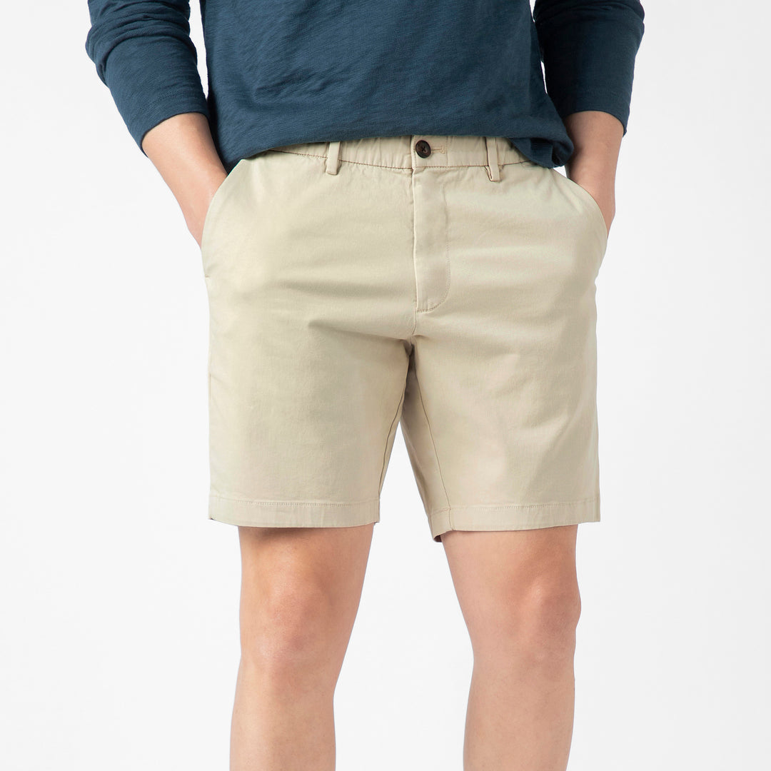 Stretch Chino Short 7" in Stone front on model