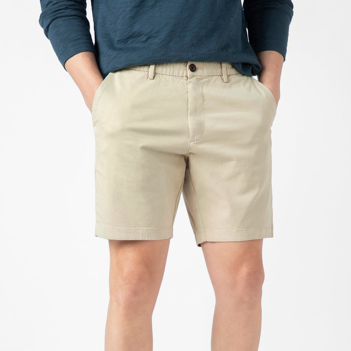 Stretch Chino Short 7" in Stone front on model