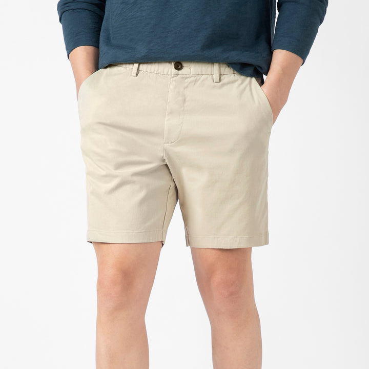 Stretch Chino Short 7" in Stone side on model