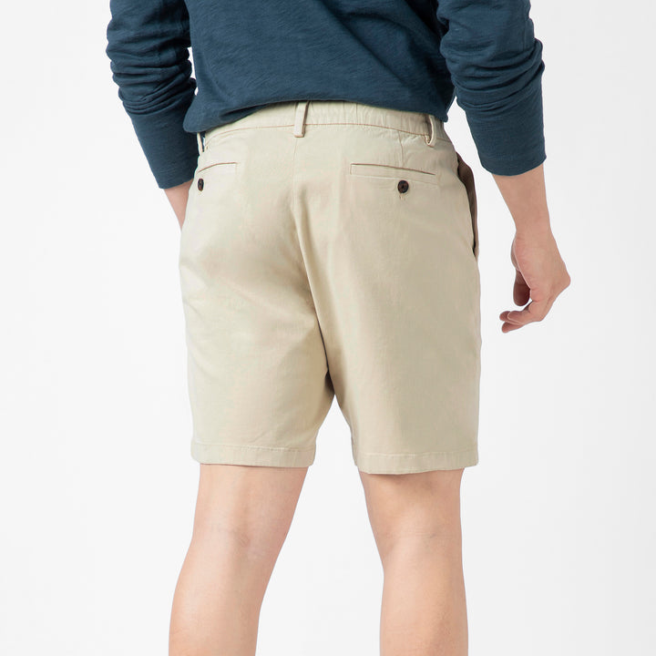 Stretch Chino Short 7" in Stone back on model