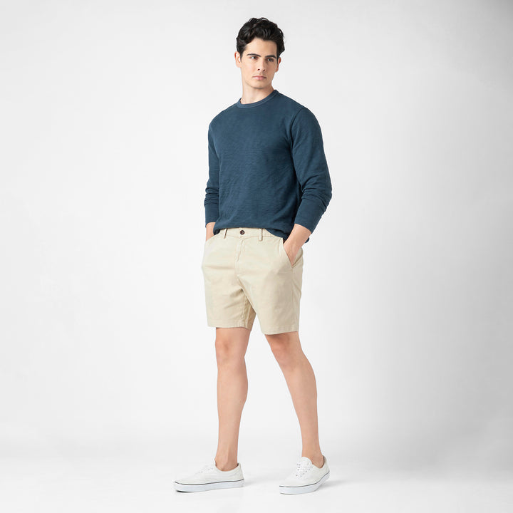 Stretch Chino Short 7" in Stone full body side on model