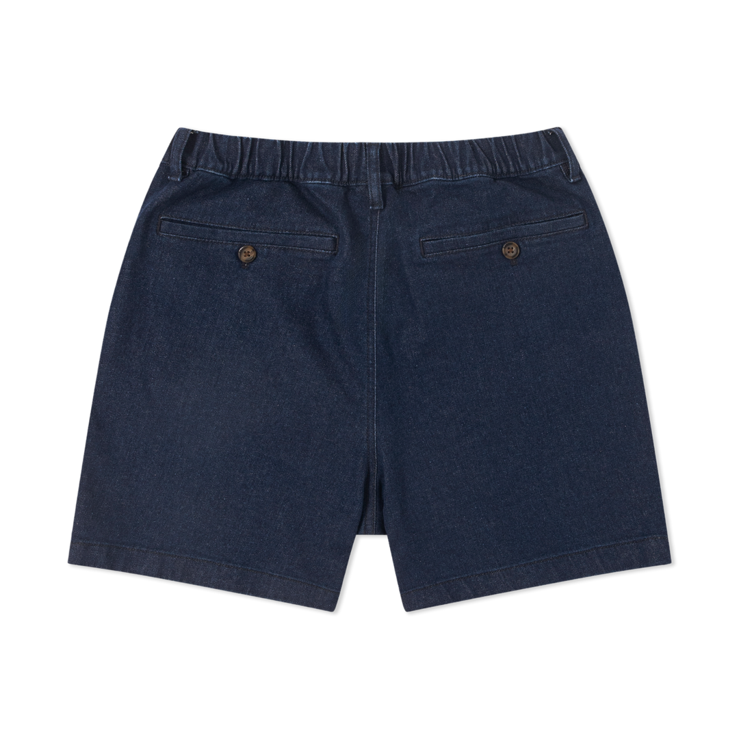 Stretch Denim Short Dark Wash back flat
