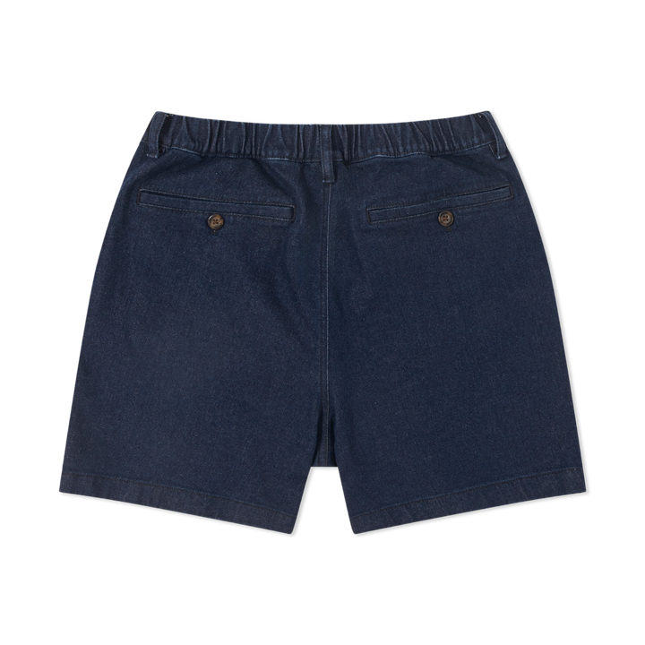 Stretch Denim Short Dark Wash back flat
