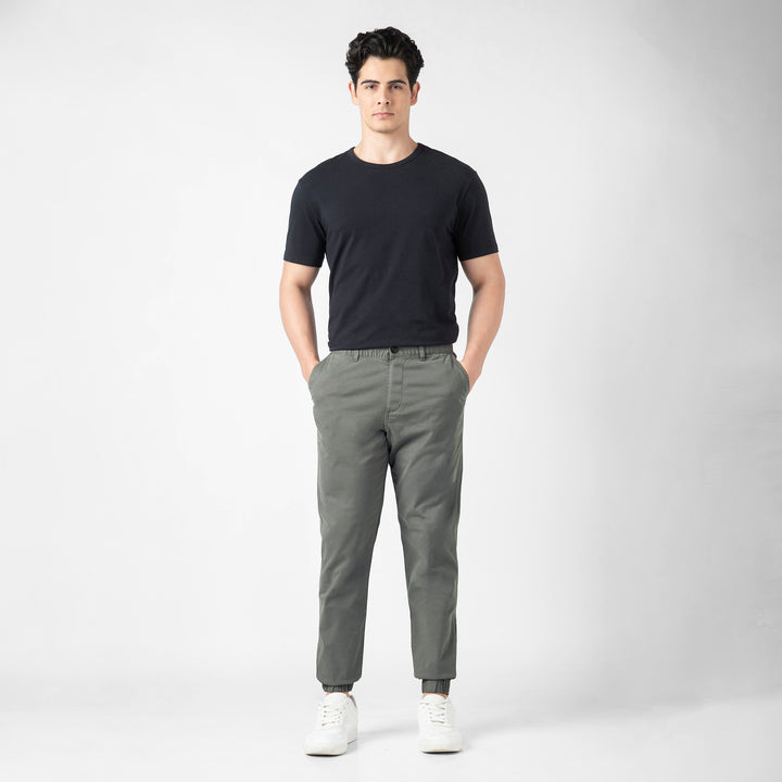 Stretch Jogger Grey full body on model