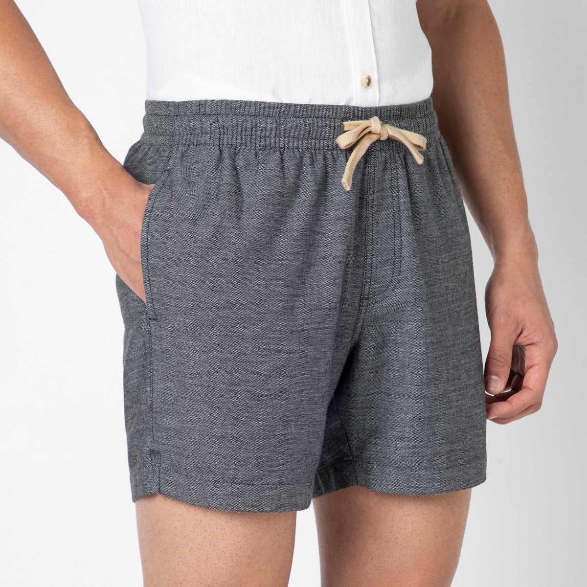 Stretch Linen Short — Black (Washed) / 5.5" / M — DESIGN