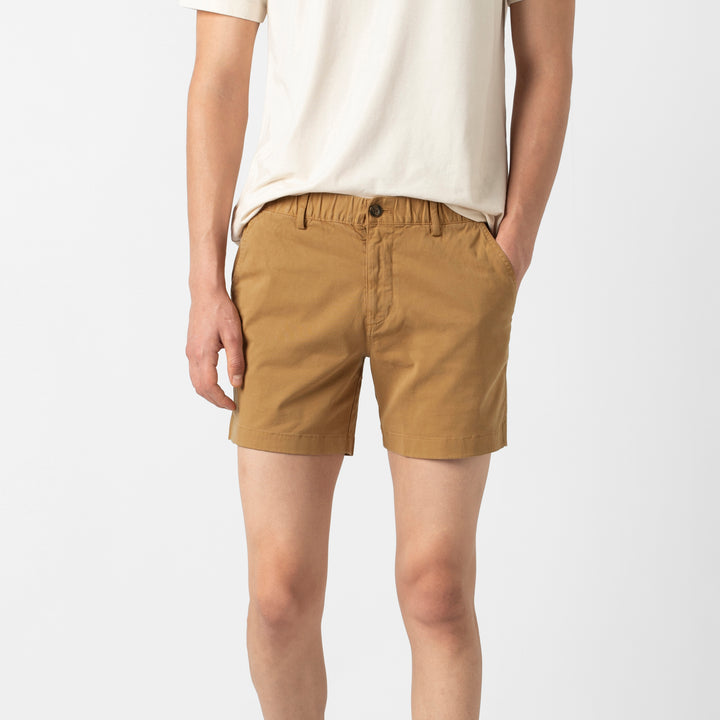 Stretch Short 5 Camel front on model