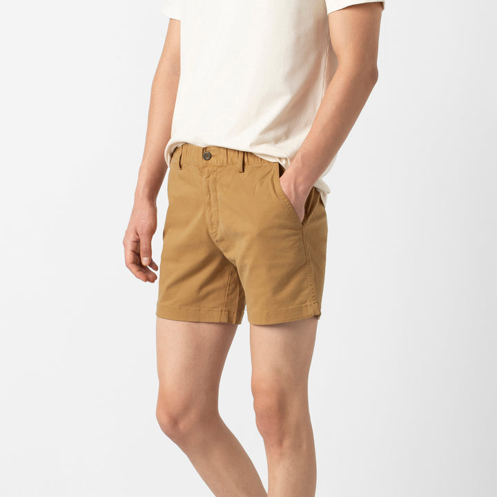 Stretch Short 5 Camel side on model