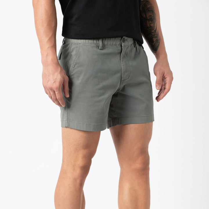 Stretch Short Charcoal Grey 5.5" side on model