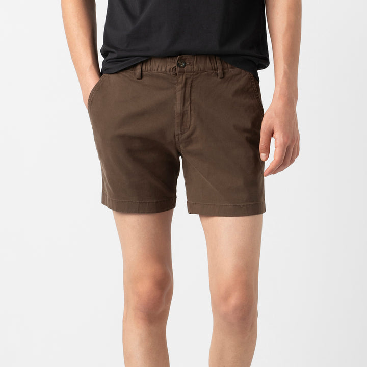 Stretch Short 5.5" Cocoa front on model