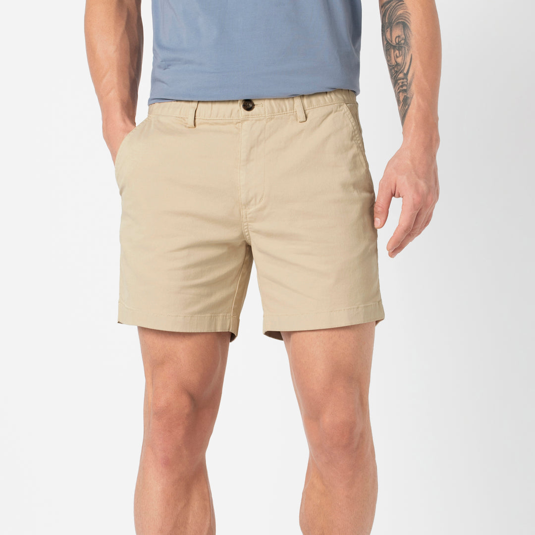 Stretch Short Sand Dune 5.5" front on model