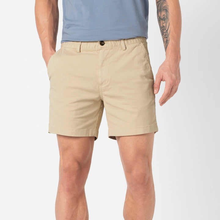 Stretch Short Sand Dune 5.5" front on model