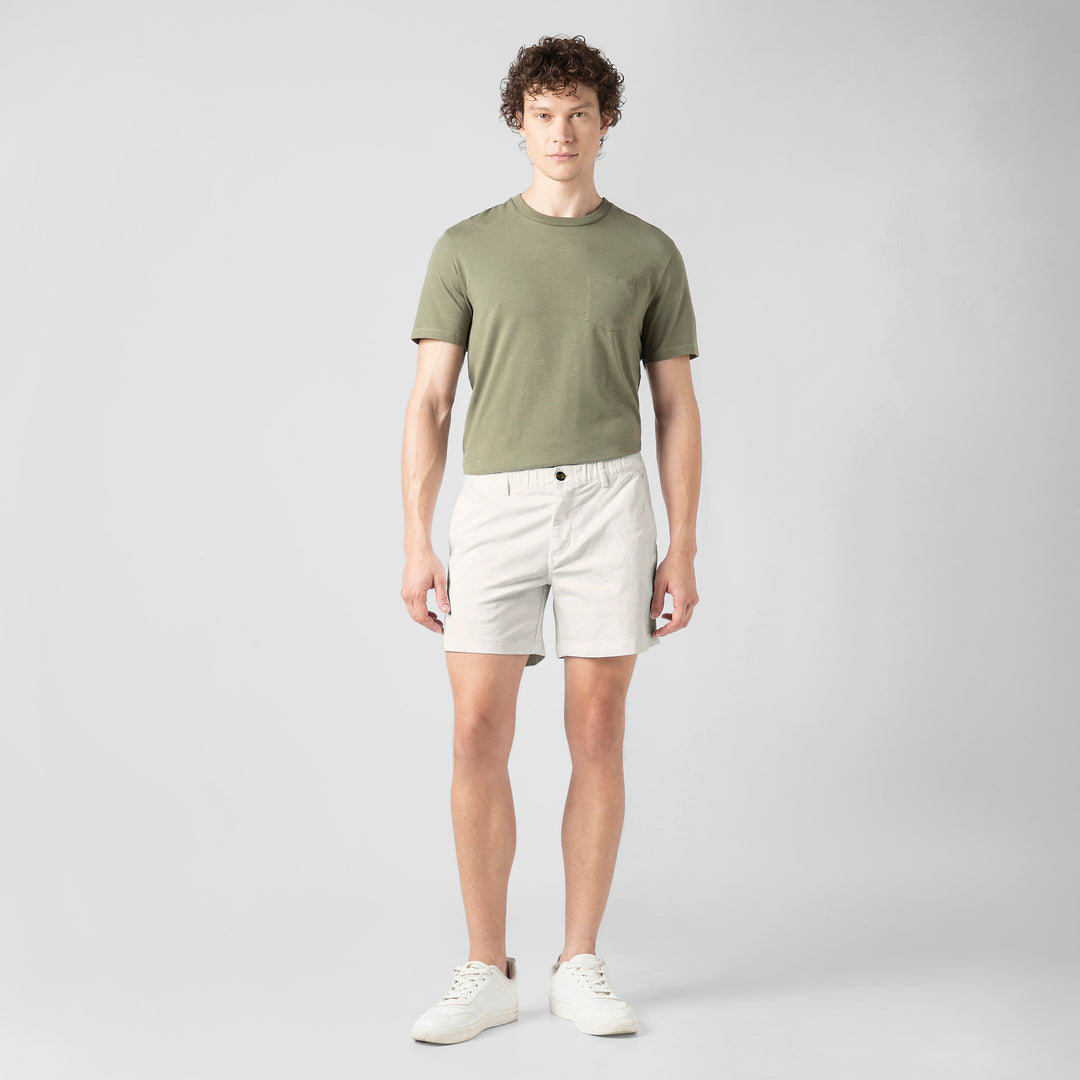 Stretch Short 5.5" White full body on model