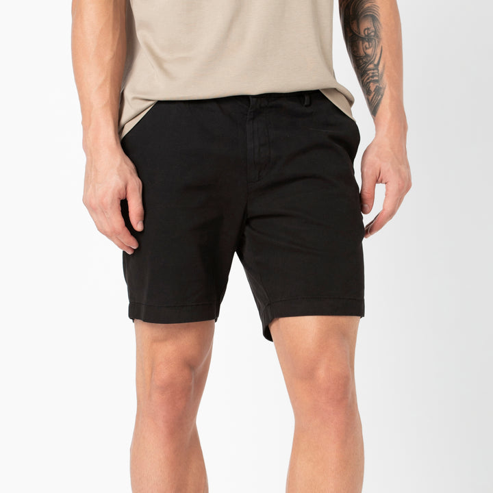 Stretch Short 7" Black Out front on model