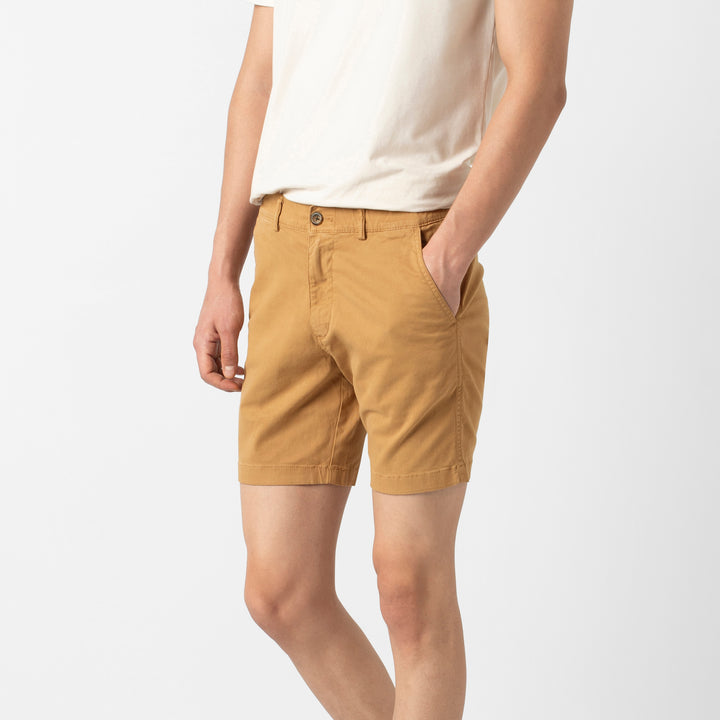 Stretch Short 7 Camel side on model
