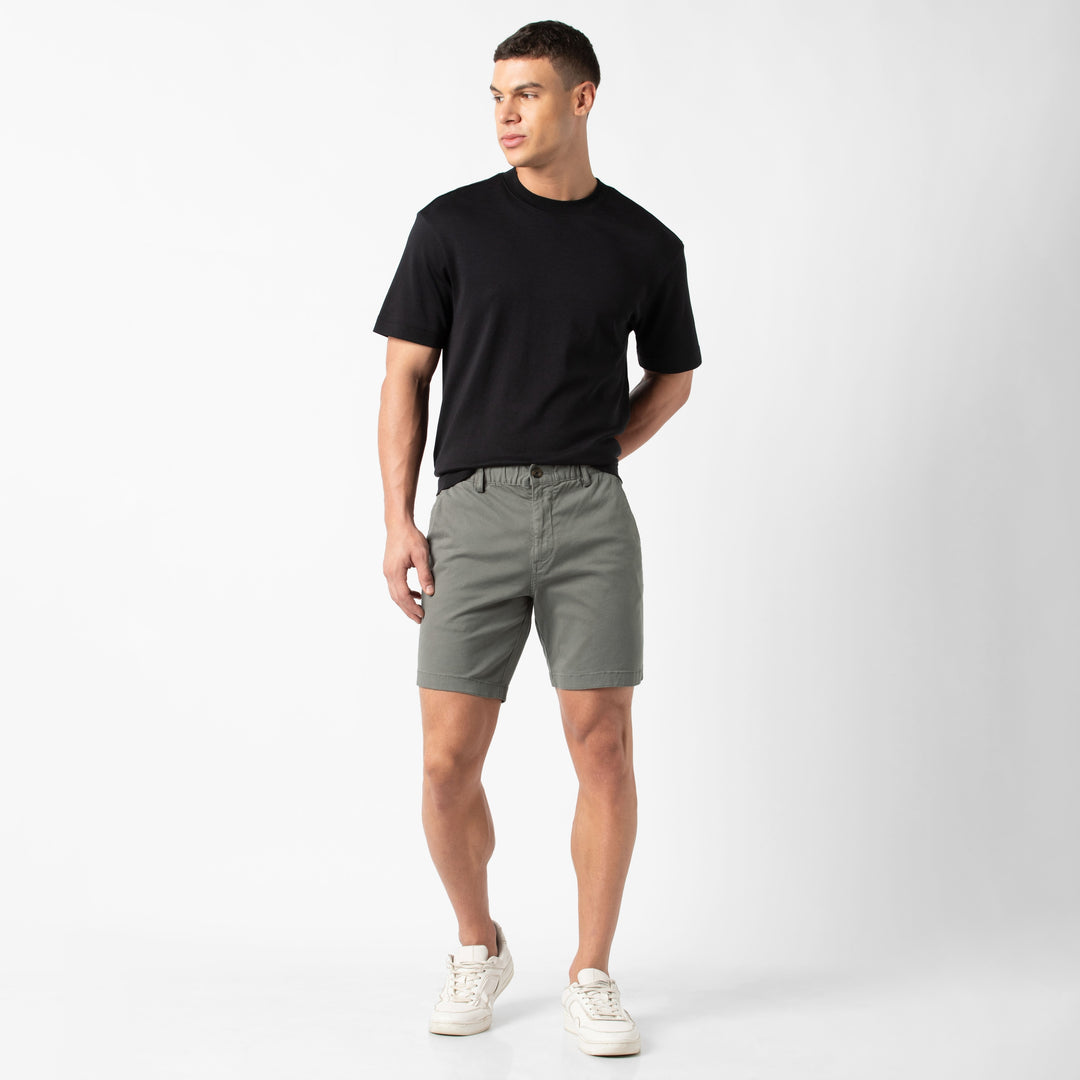 Stretch Short Charcoal Grey 7" full body on model