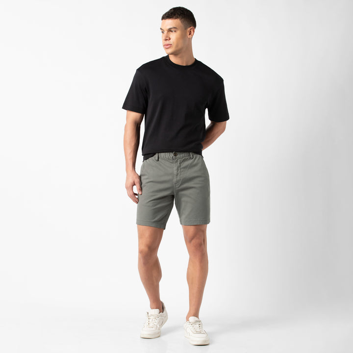 Stretch Short Charcoal Grey 7" full body on model