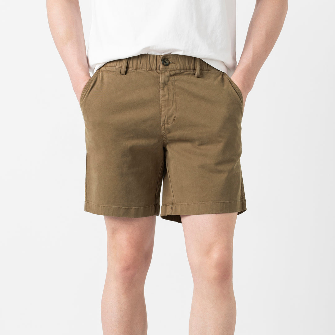Stretch Short 7" Camel front on model