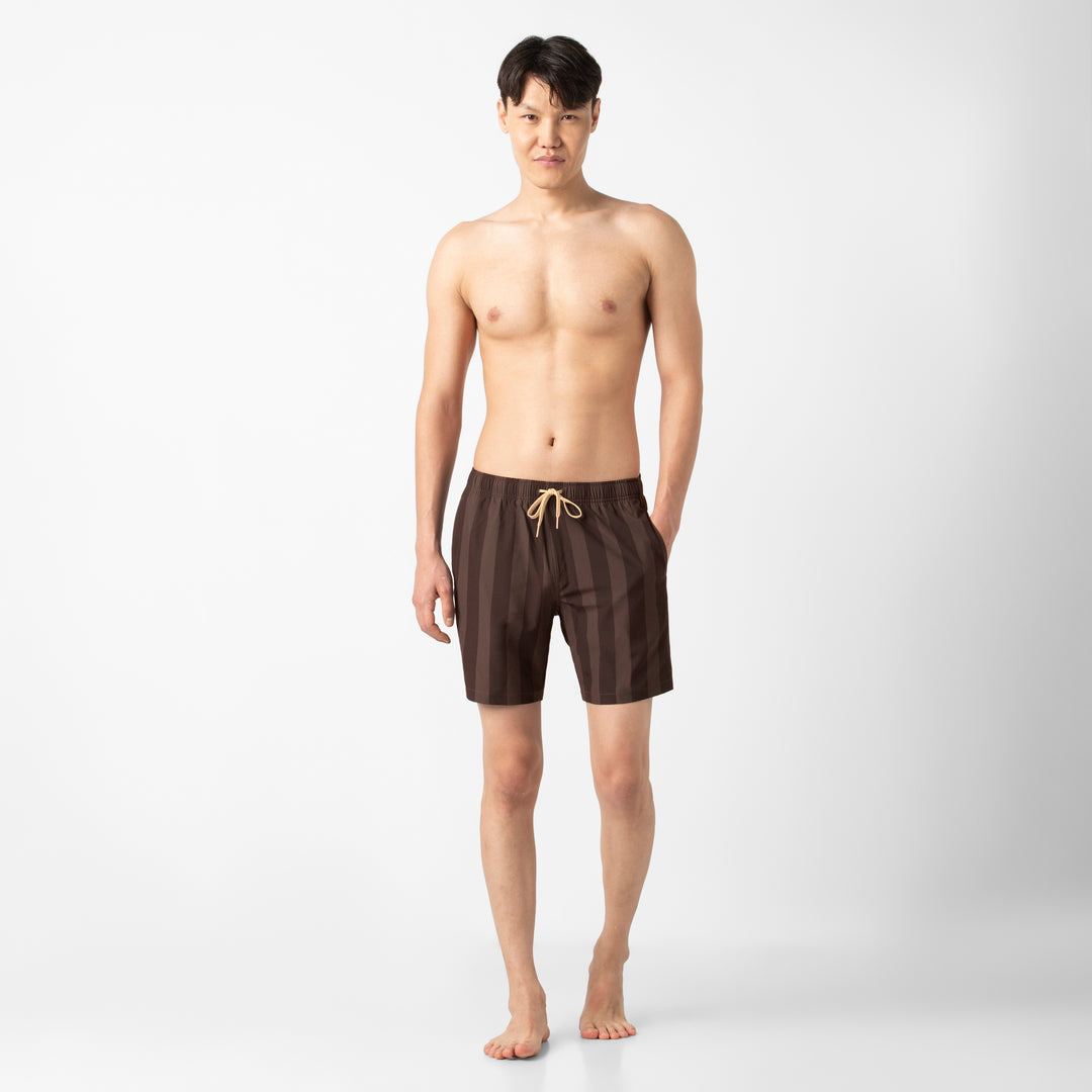 Stretch Swim 7" Pirate Stripe full body on model