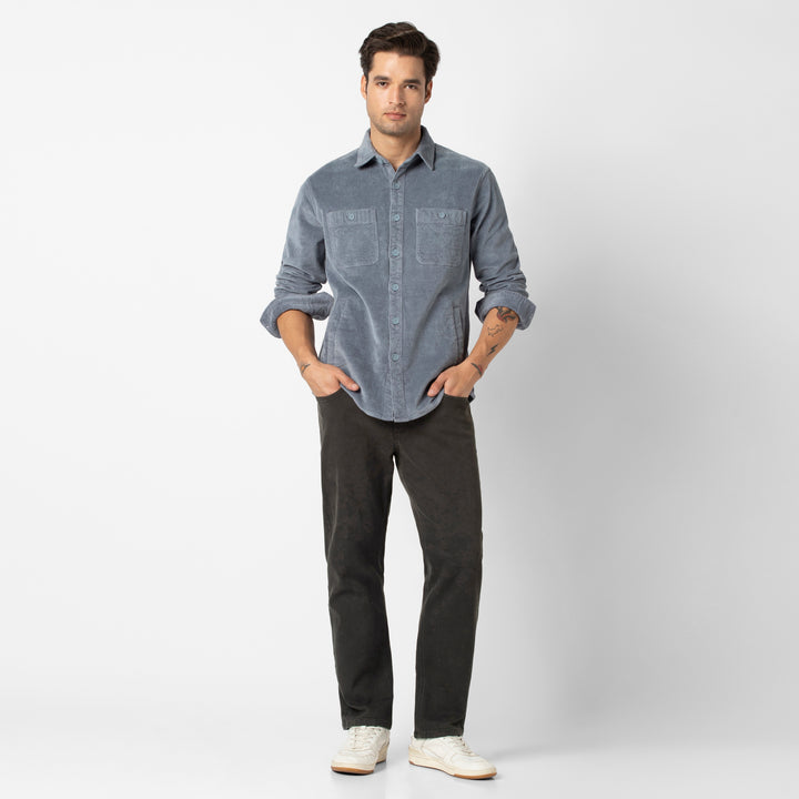 Stretch Travel Jean Charcoal Black full body on model