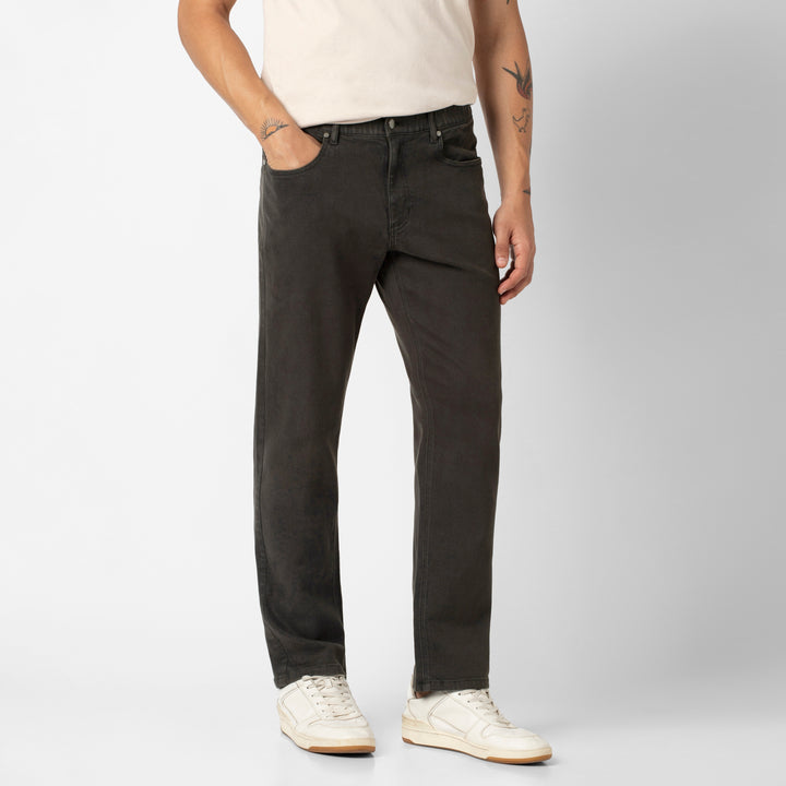 Stretch Travel Jean Charcoal Black front on model