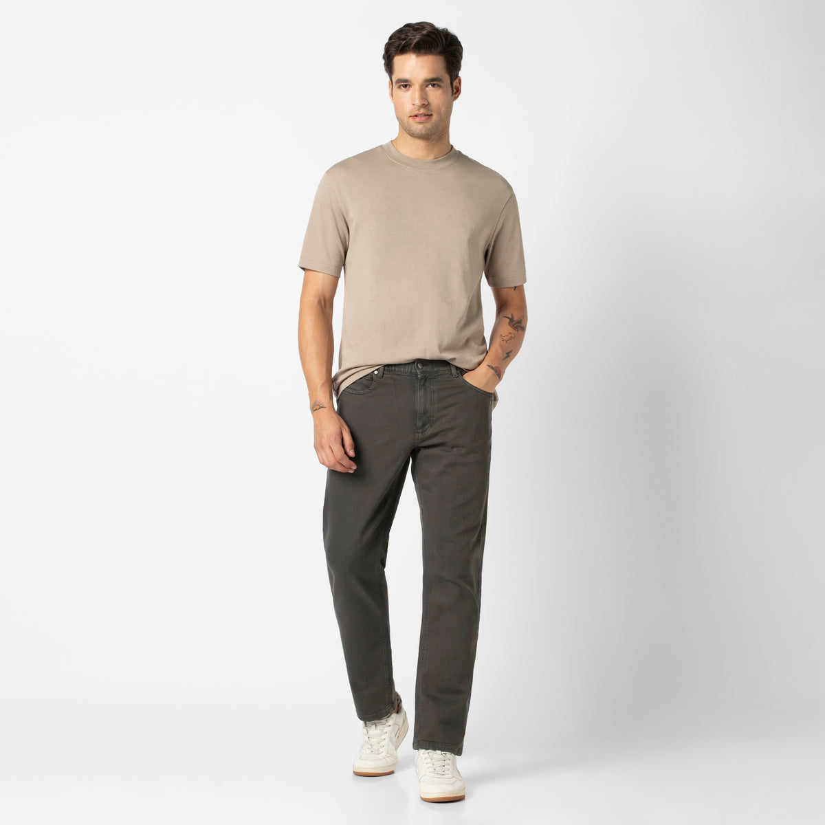 Stretch Travel Jean Coal full body on model