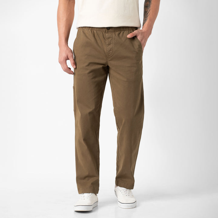 Stretch Utility Pant Walnut front on model