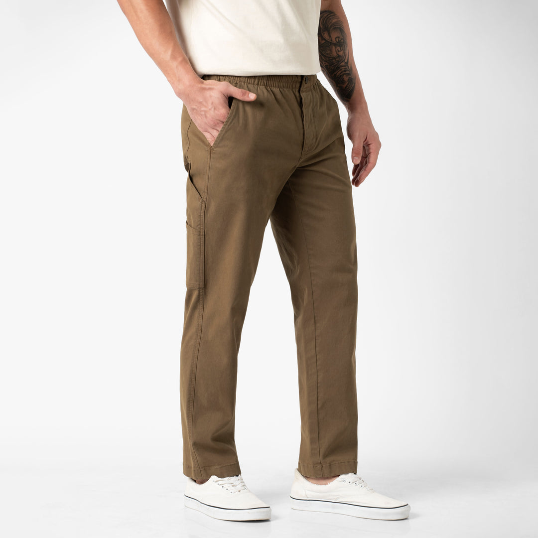 Stretch Utility Pant Walnut side on model