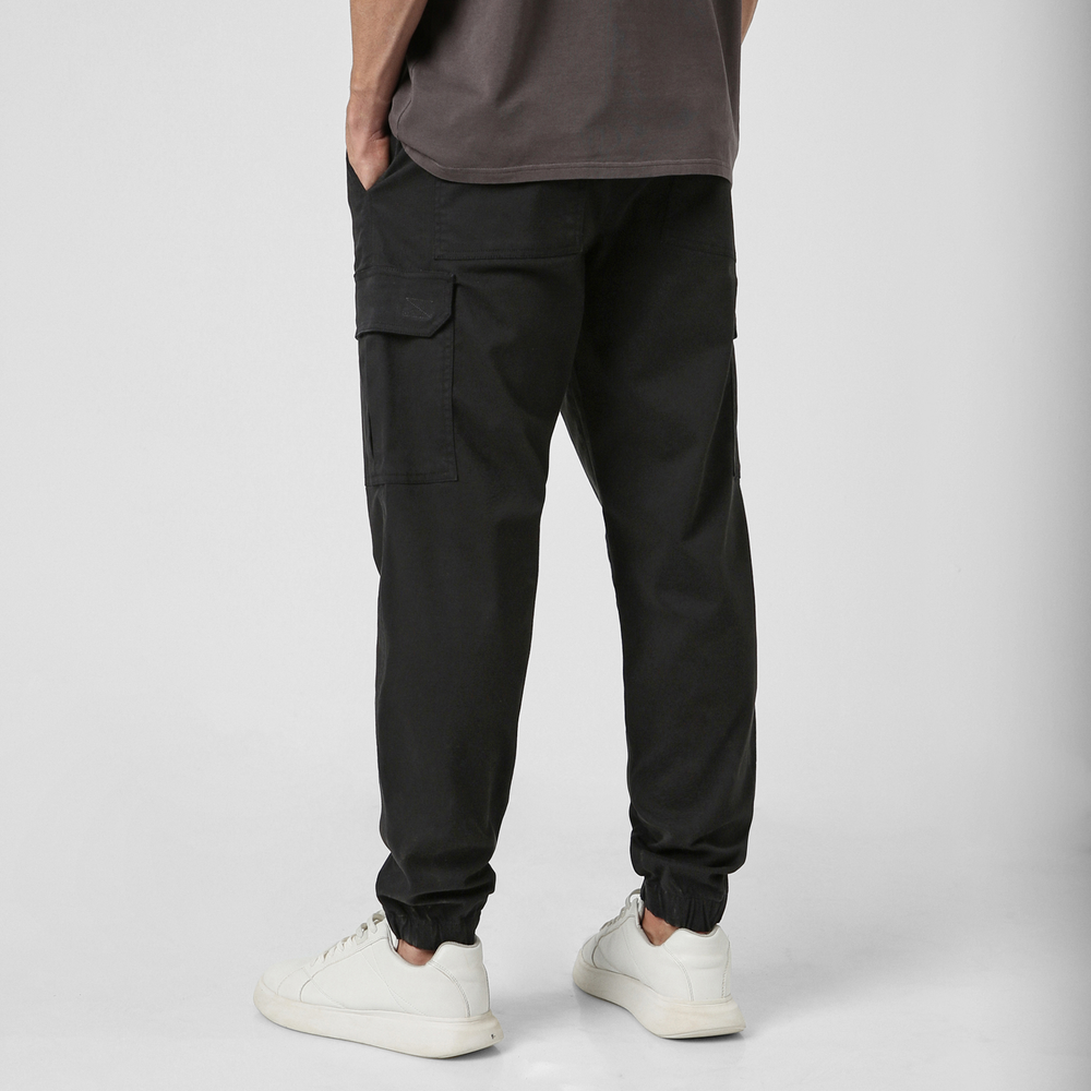 Stretch Cargo Jogger British Black back on model