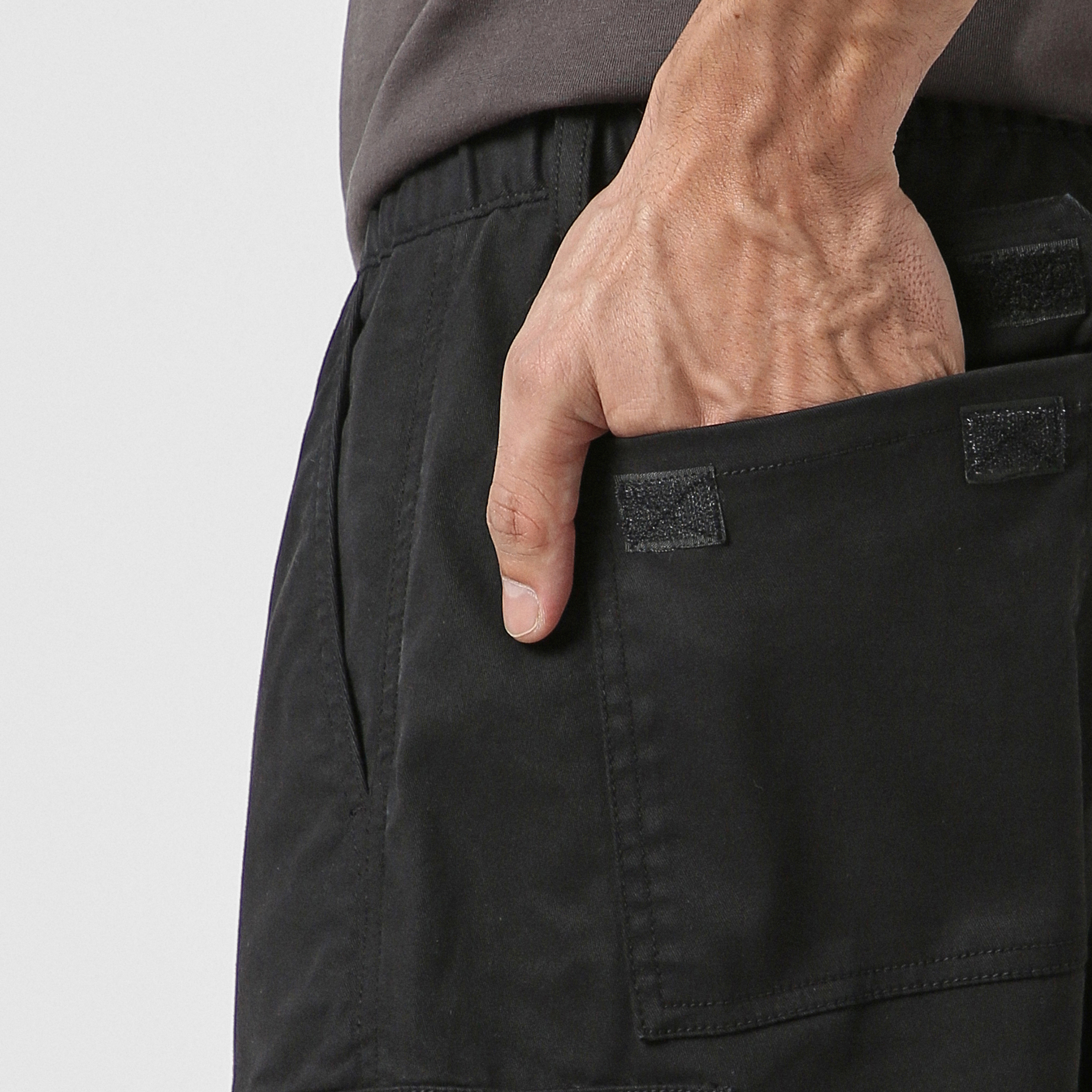 Stretch Cargo Pant Black close up back velcro pockets
