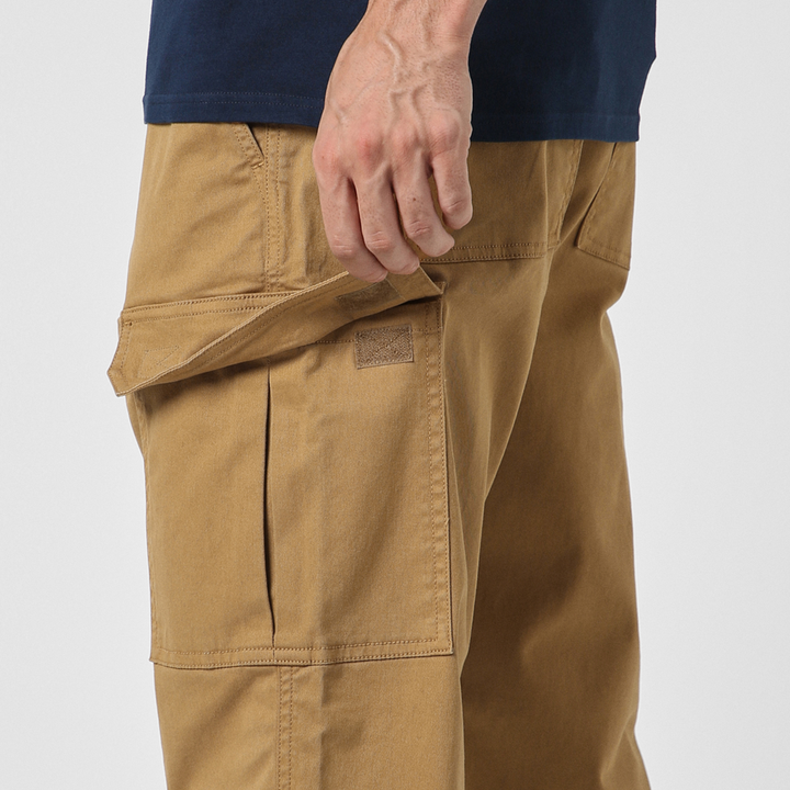 Stretch Cargo Pant British Khaki close up left velcro pocket open