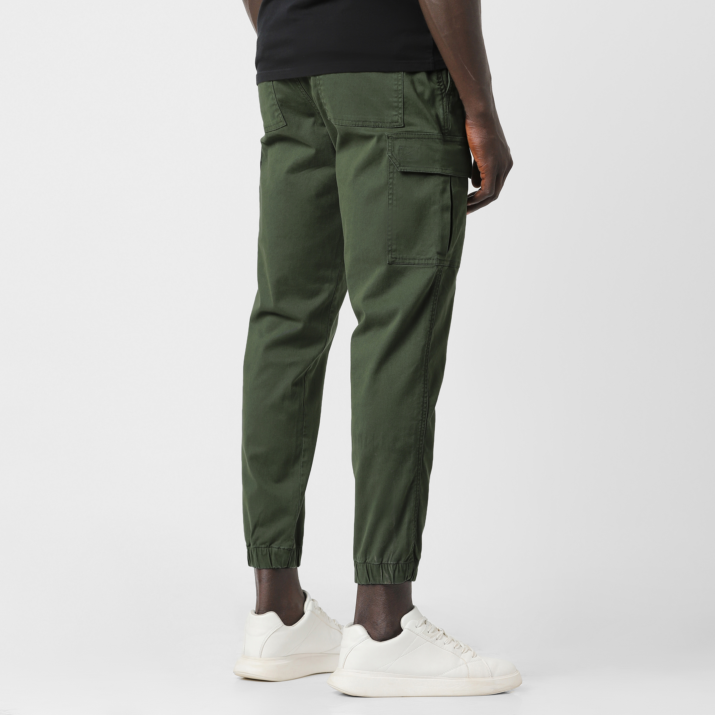 Stretch Cargo Jogger Military Green back on model