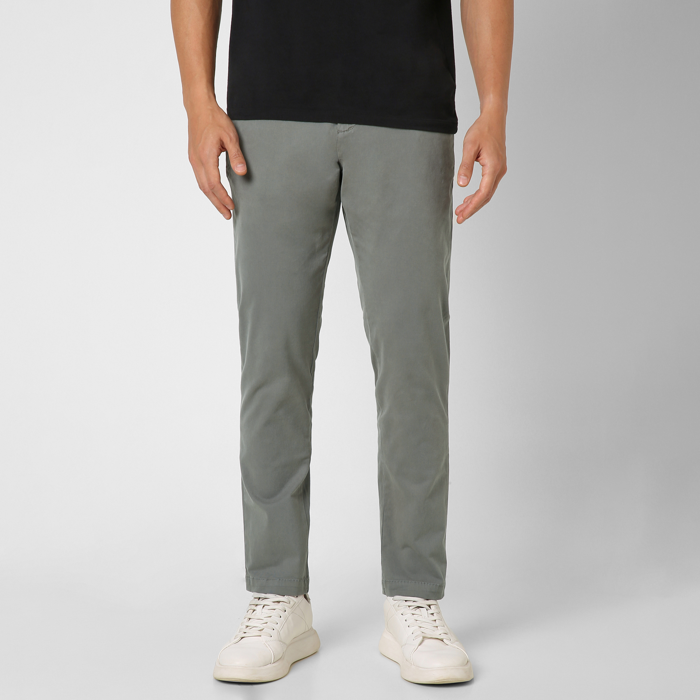 Stretch Chino Pant Grey front on model